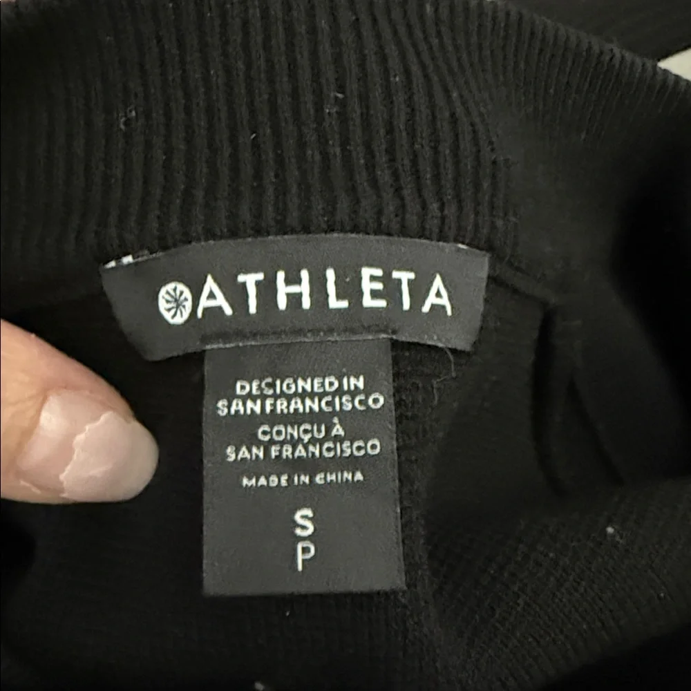 Athleta Black Sequoia Sweater Bomber Jacket Full Zip Athleisure Knit Top Small